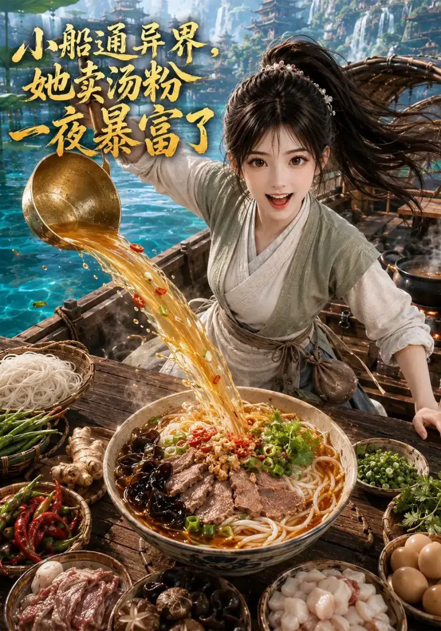 小船通异界,她卖汤粉一夜暴富了