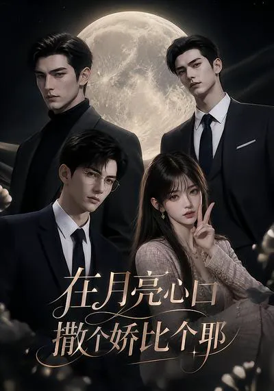 在月亮心口撒个娇比个耶